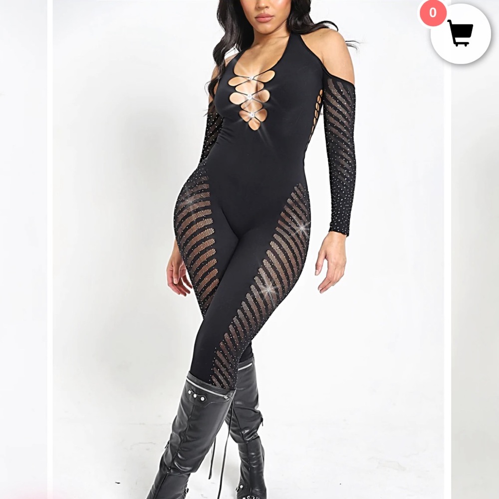 BadSocietyClub Jumpsuit (Eden Halter Jumpsuit - Black Glitter)